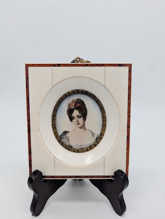 Lupenmalerei Herzogin von Devonshire feine Porträt Miniatur im Rahmen