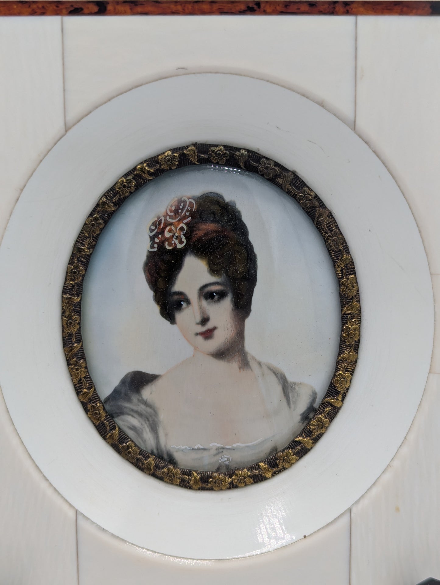 Lupenmalerei Herzogin von Devonshire feine Porträt Miniatur im Rahmen