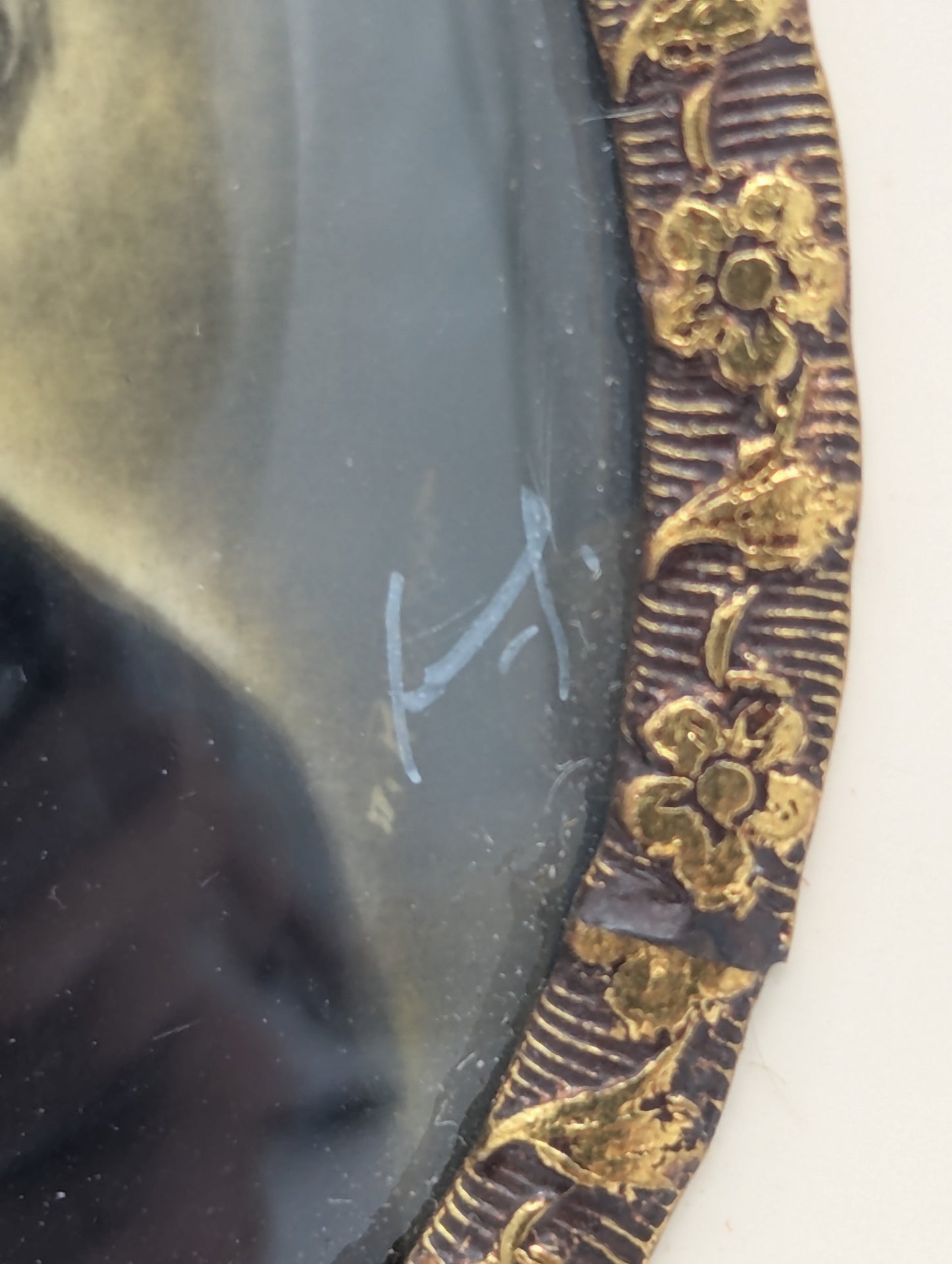 Lupenmalerei Richard Wagner feine Porträt Miniatur im ovalen Rahmen Bild