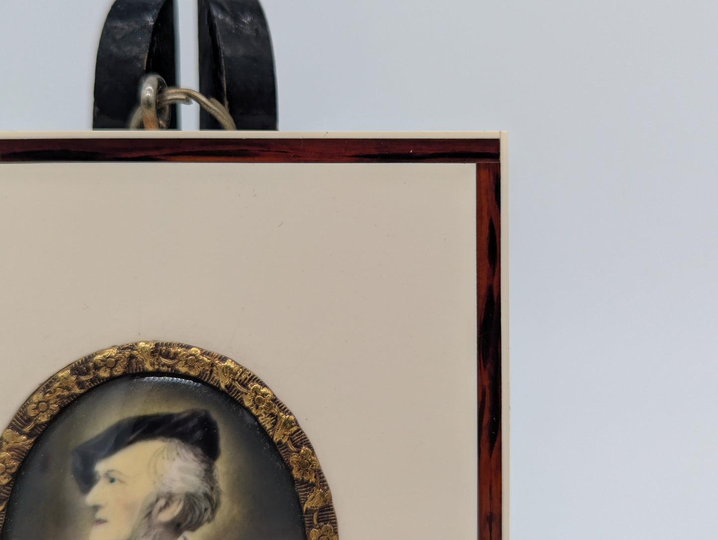 Lupenmalerei Richard Wagner feine Porträt Miniatur im ovalen Rahmen Bild