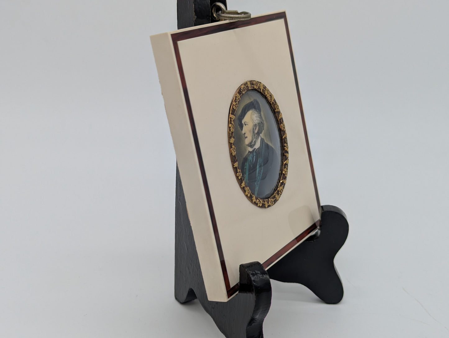 Lupenmalerei Richard Wagner feine Porträt Miniatur im ovalen Rahmen Bild