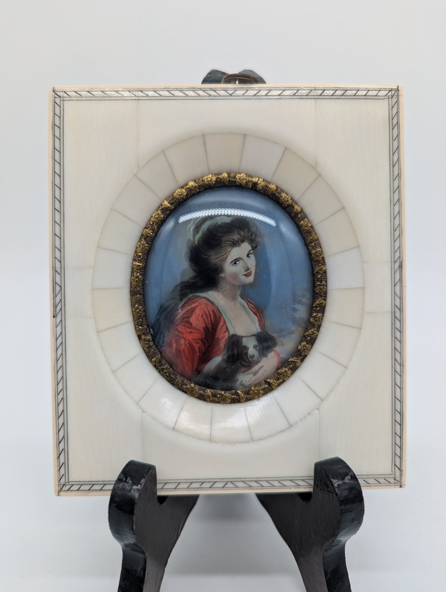 Lupenmalerei Lady Hamilton Porträt Miniatur im rechteckigen Rahmen