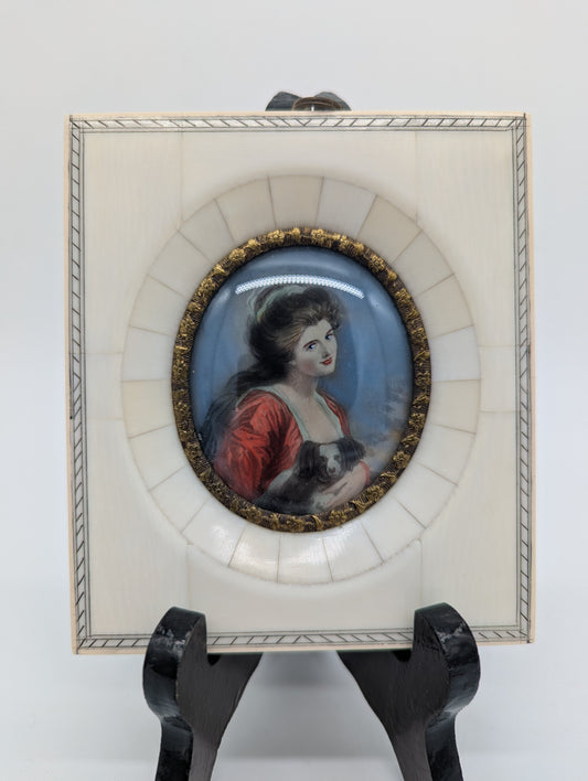 Lupenmalerei Lady Hamilton Porträt Miniatur im rechteckigen Rahmen