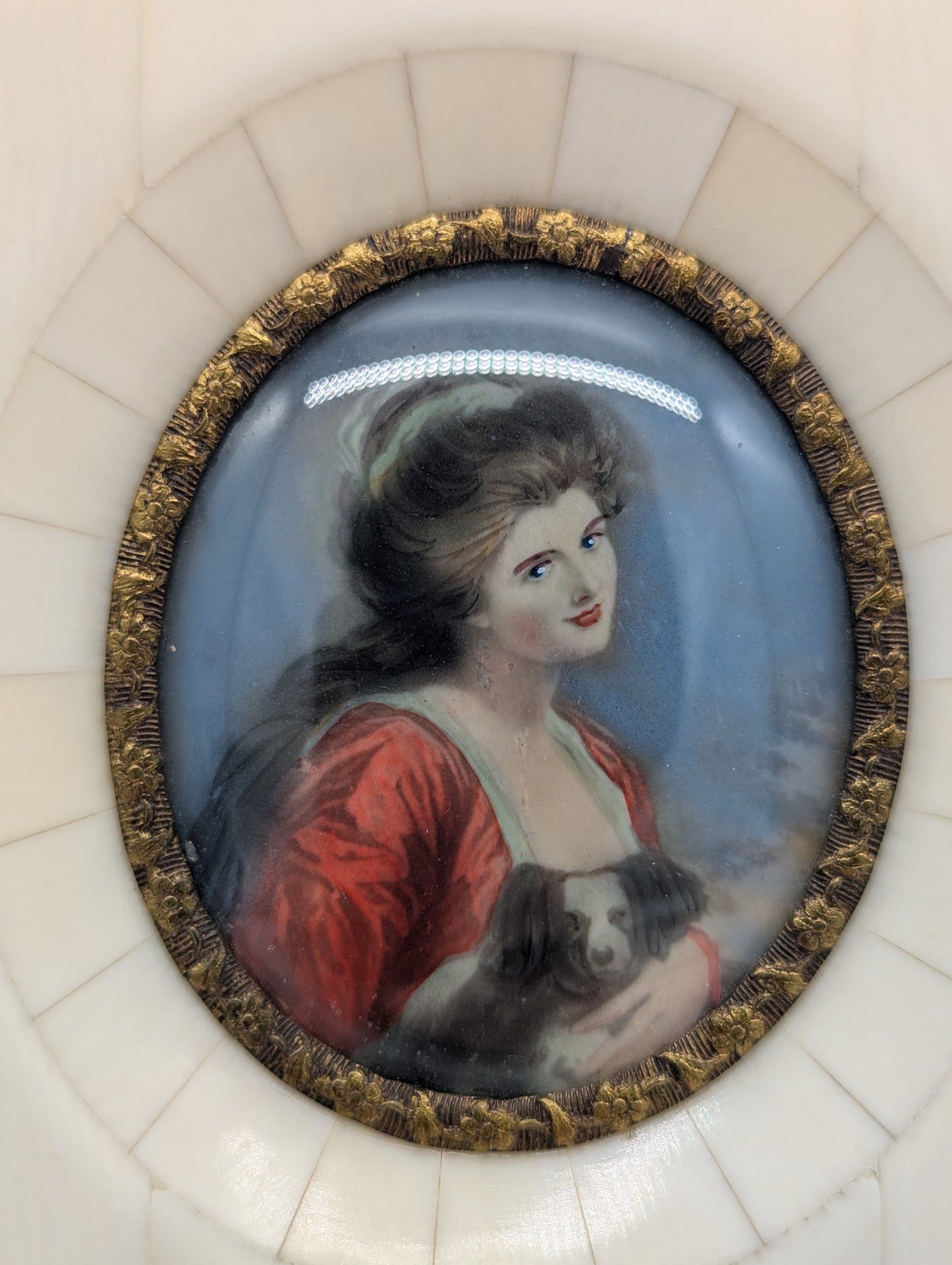 Lupenmalerei Lady Hamilton Porträt Miniatur im rechteckigen Rahmen