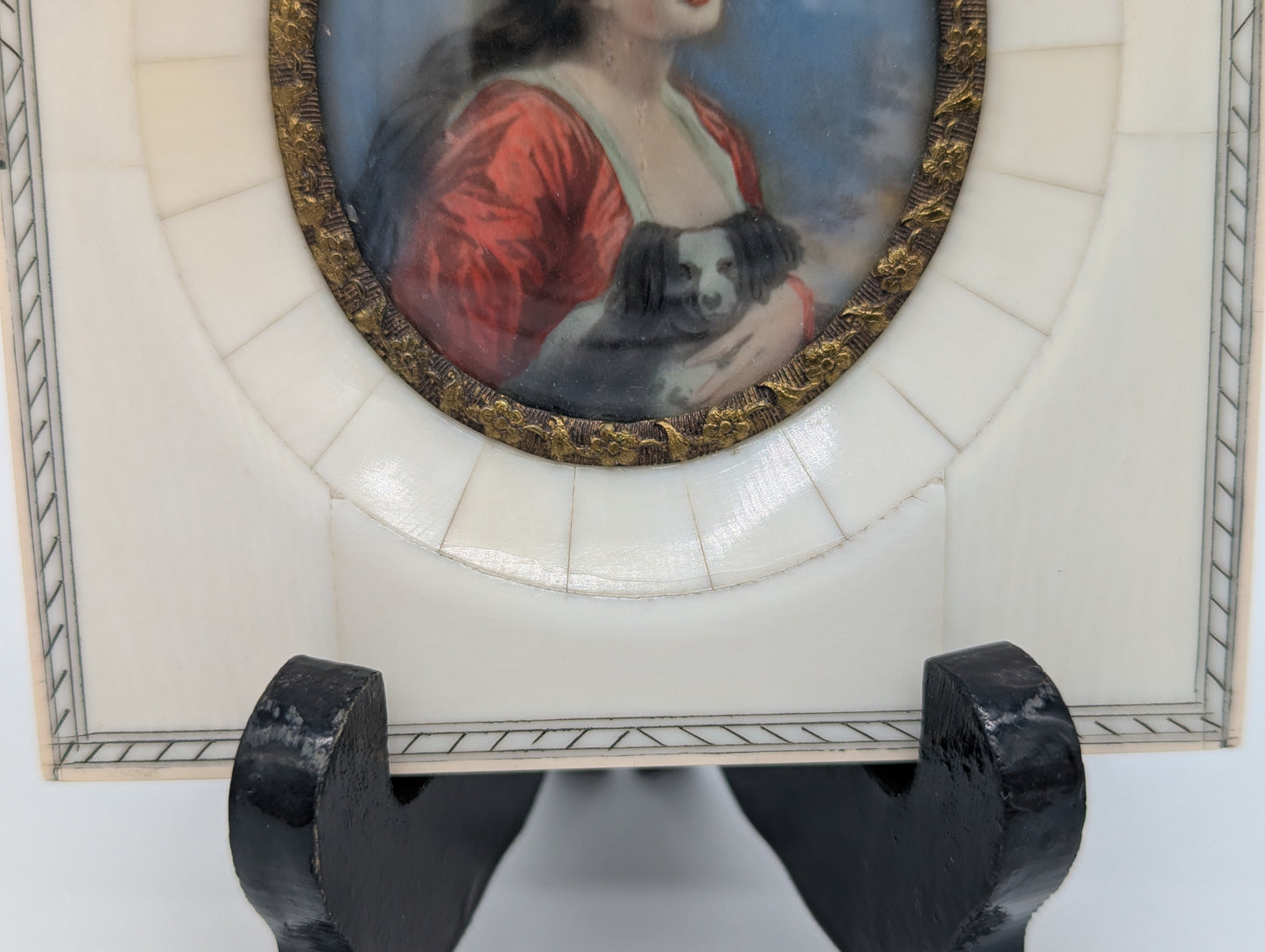 Lupenmalerei Lady Hamilton Porträt Miniatur im rechteckigen Rahmen