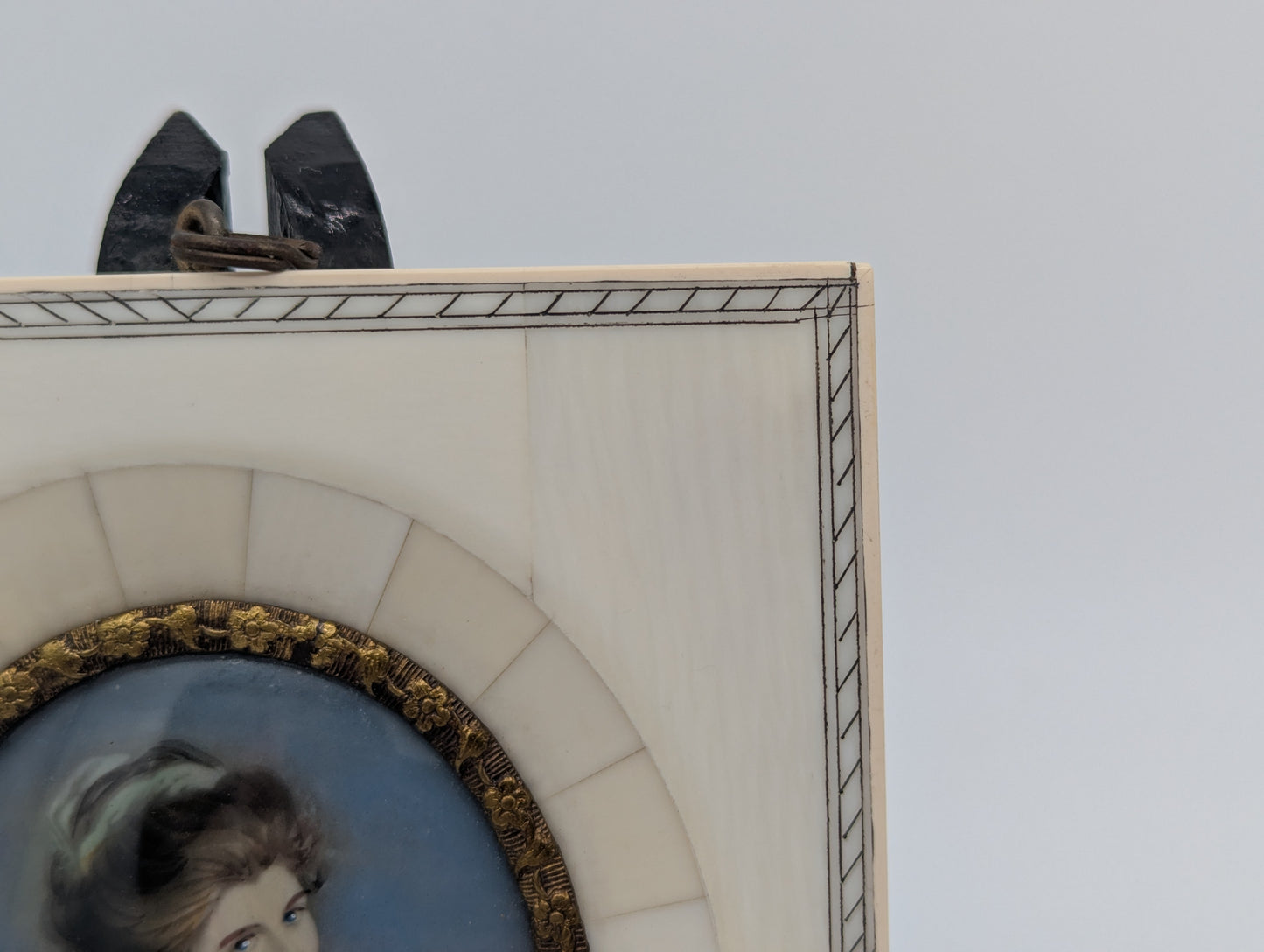 Lupenmalerei Lady Hamilton Porträt Miniatur im rechteckigen Rahmen