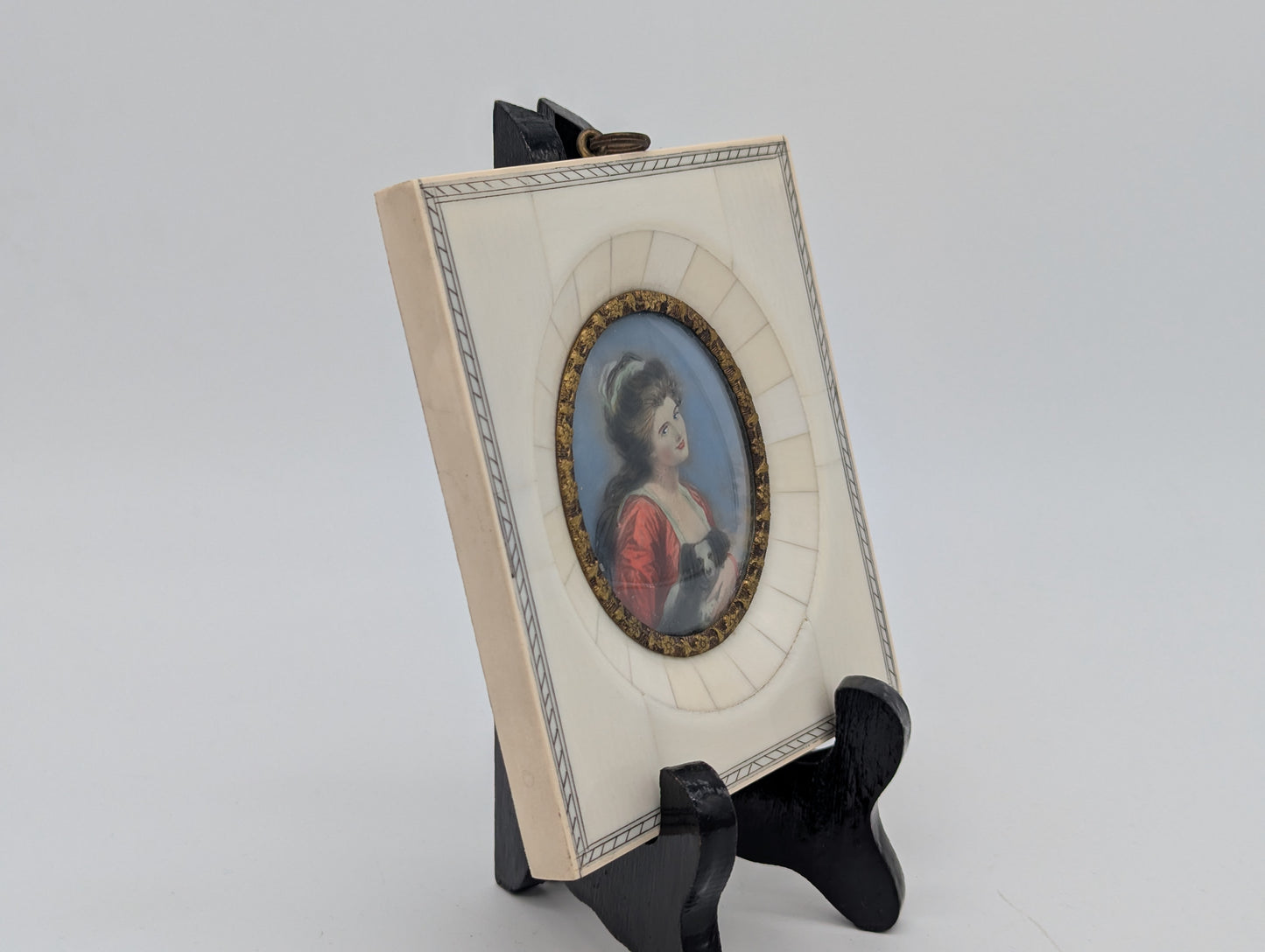 Lupenmalerei Lady Hamilton Porträt Miniatur im rechteckigen Rahmen