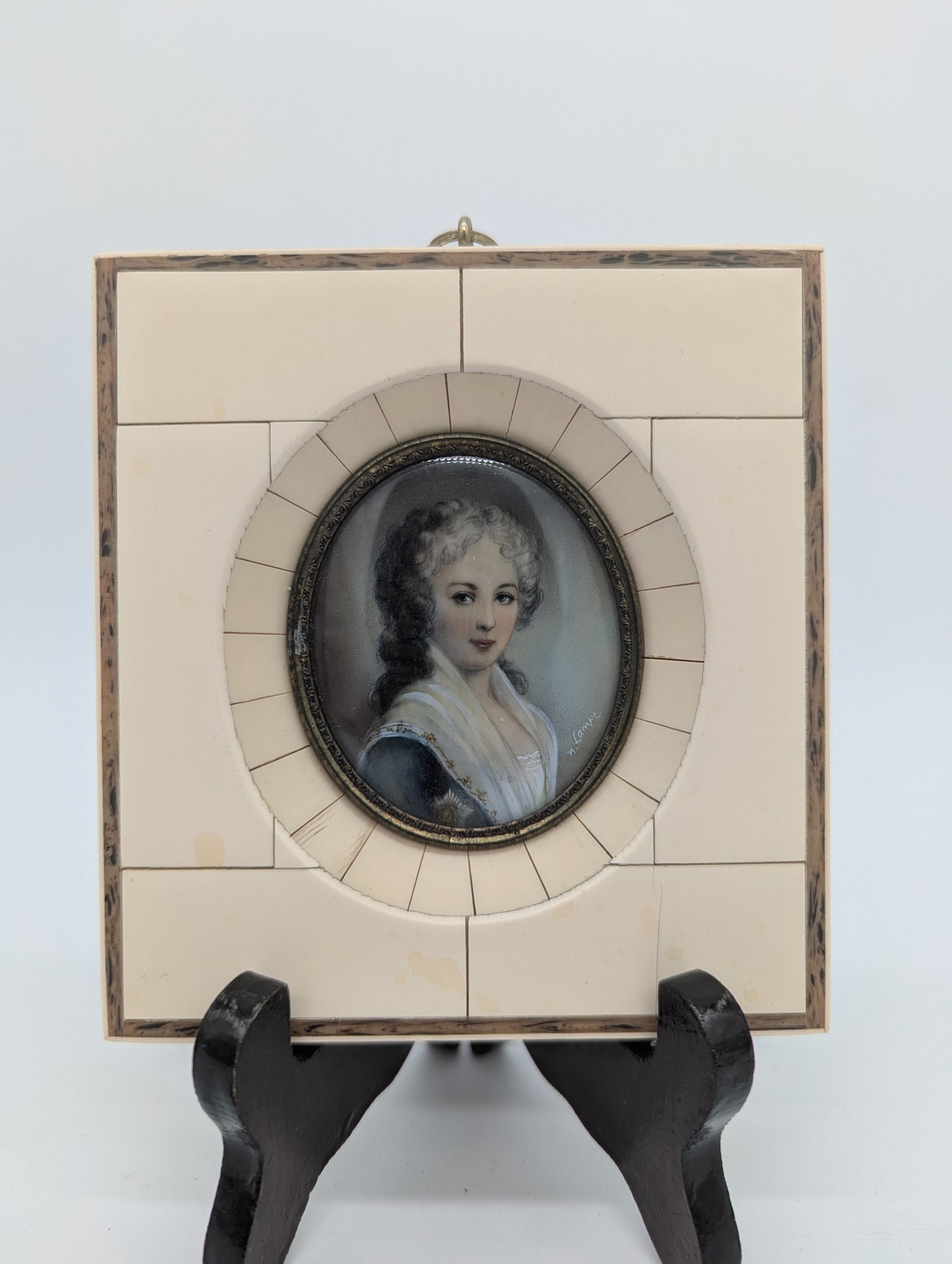 Lupenmalerei Großfürstin feine Porträt Miniatur im Rahmen klassisches Bild