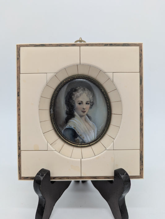 Lupenmalerei Großfürstin feine Porträt Miniatur im Rahmen klassisches Bild