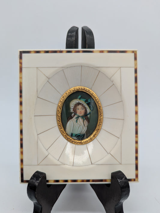 Lupenmalerei Madame Seriziat feine Porträt Miniatur im Rahmen Bild