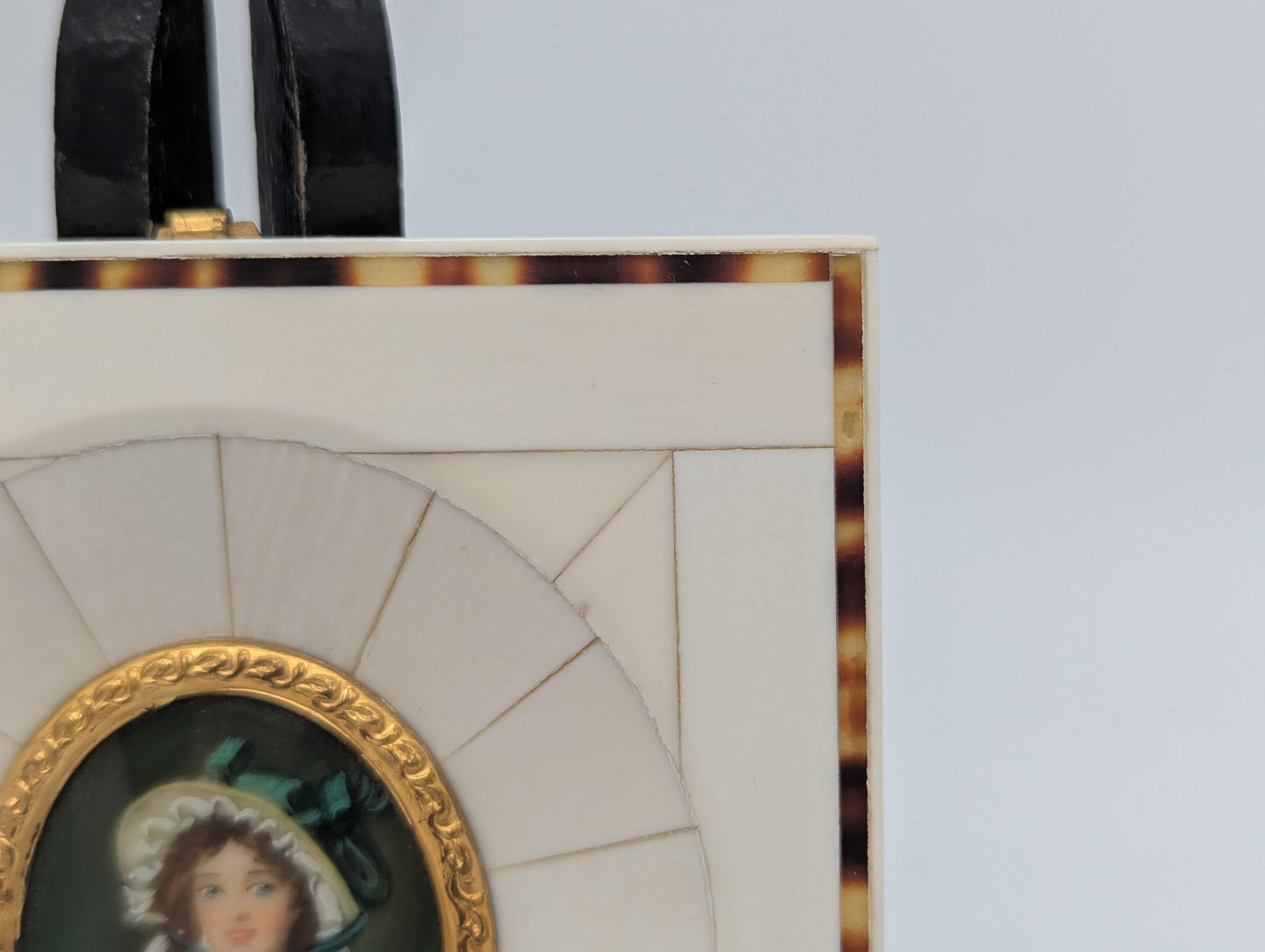 Lupenmalerei Madame Seriziat feine Porträt Miniatur im Rahmen Bild