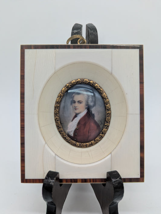 Lupenmalerei Wolfgang Amadeus Mozart feine Porträt Miniatur im Rahmen Bild