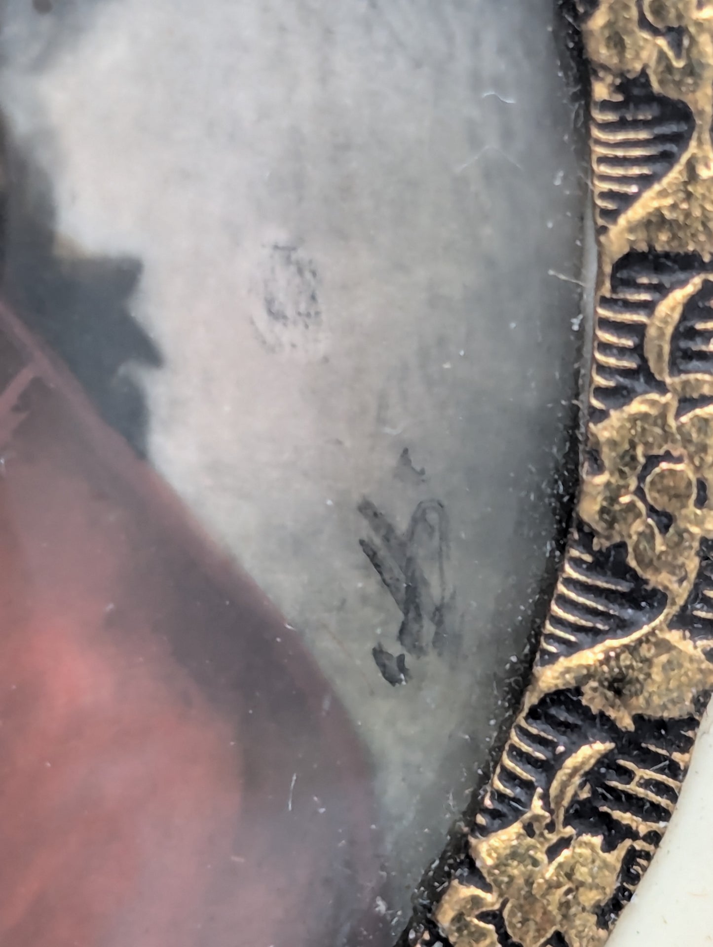 Lupenmalerei Wolfgang Amadeus Mozart feine Porträt Miniatur im Rahmen Bild