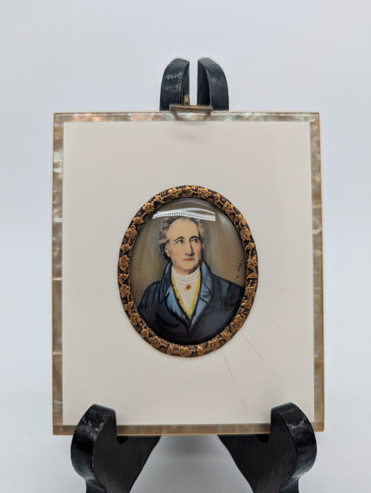 Lupenmalerei Johann Wolfgang von Goethe feine Porträt Miniatur im Rahmen Bild