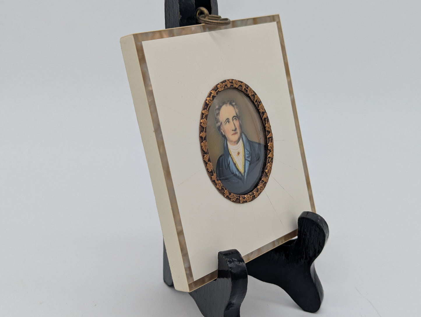 Lupenmalerei Johann Wolfgang von Goethe feine Porträt Miniatur im Rahmen Bild