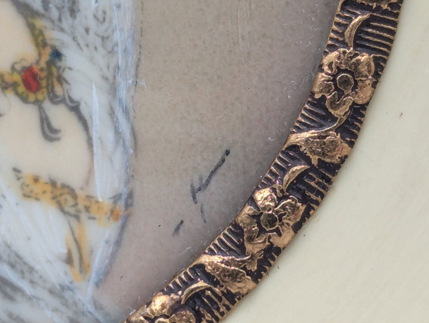 Lupenmalerei Josephine mit Krone feine Porträt Miniatur im Rahmen Bild