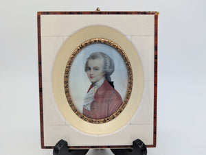Lupenmalerei W. A. Mozart feine Porträt Miniatur im Rahmen Bild