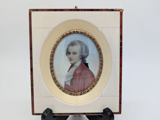 Lupenmalerei W. A. Mozart feine Porträt Miniatur im Rahmen Bild