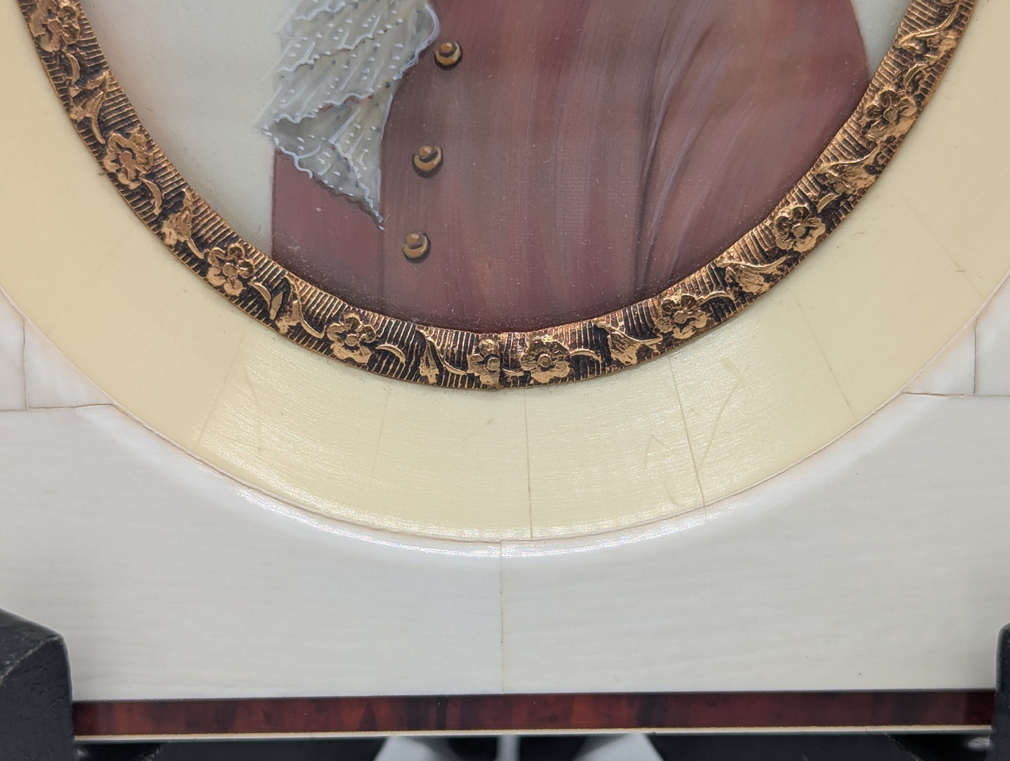 Lupenmalerei W. A. Mozart feine Porträt Miniatur im Rahmen Bild