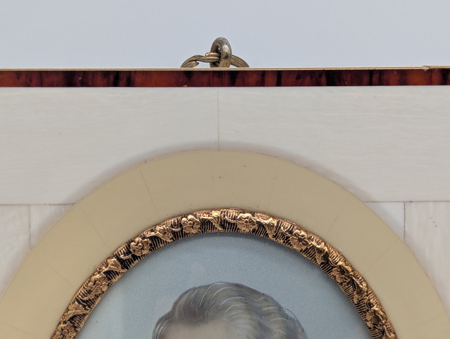 Lupenmalerei W. A. Mozart feine Porträt Miniatur im Rahmen Bild