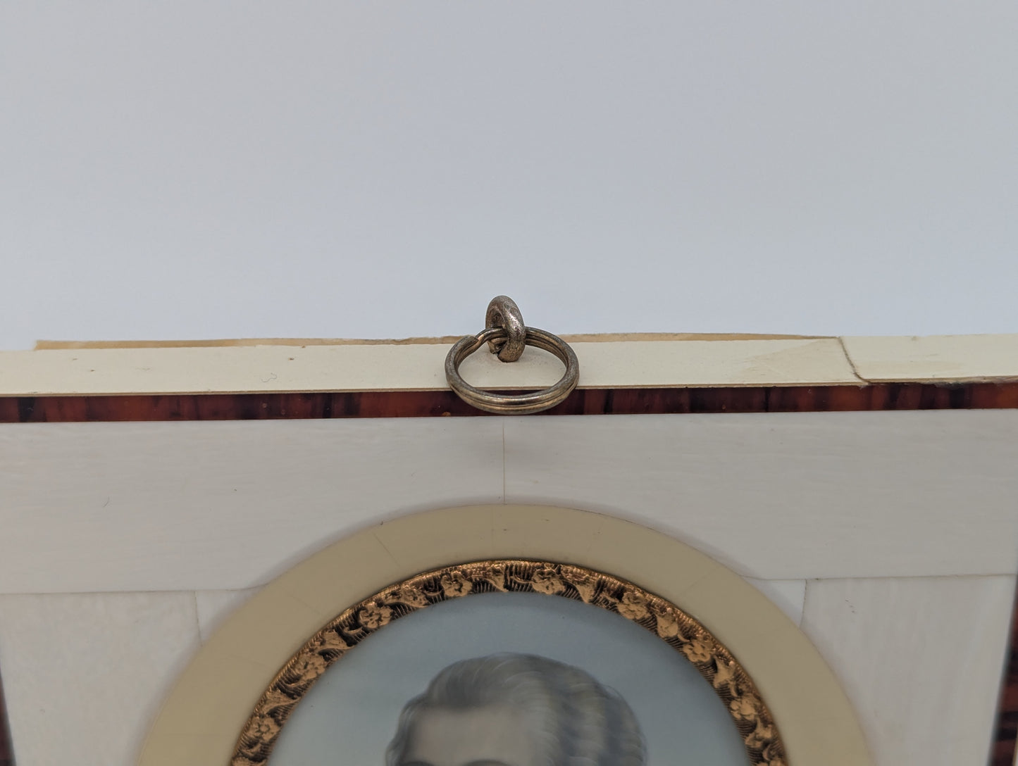 Lupenmalerei W. A. Mozart feine Porträt Miniatur im Rahmen Bild