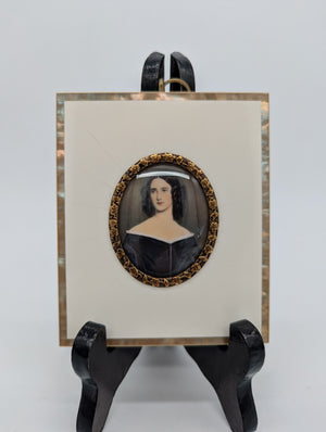 Lupenmalerei Caroline Lizius feine Porträt Miniatur im Rahmen