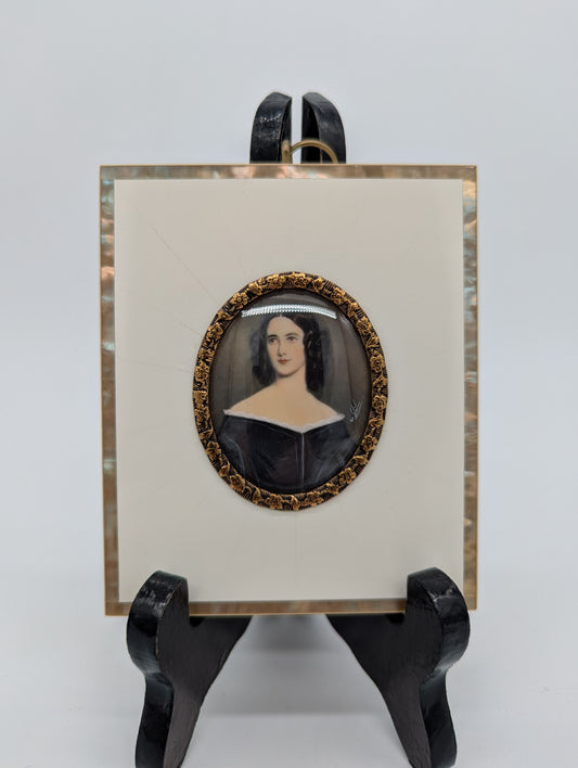 Lupenmalerei Caroline Lizius feine Porträt Miniatur im Rahmen