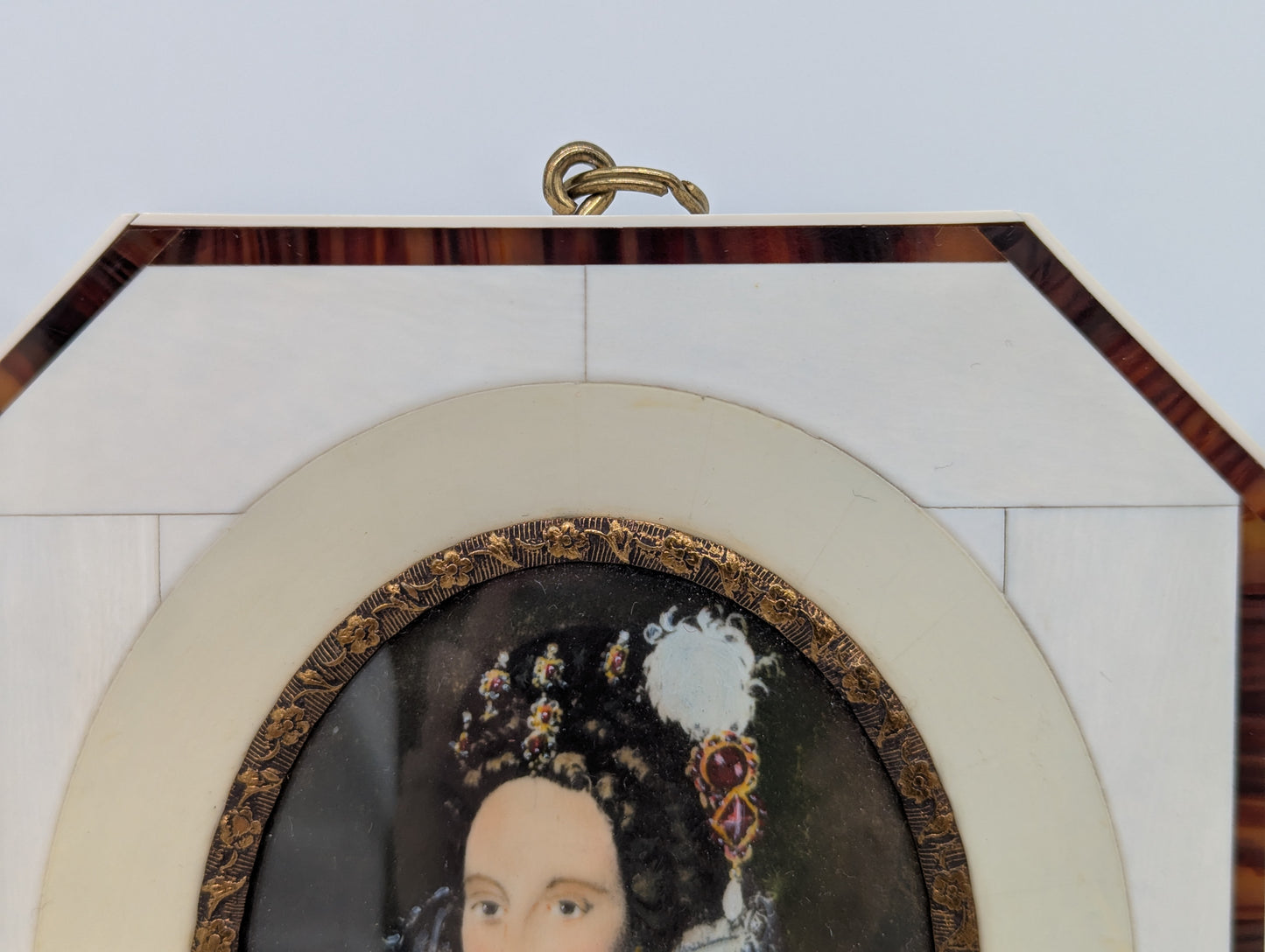 Lupenmalerei Miniaturmalerei Königin Elisabeth I Porträt Miniatur im Rahmen