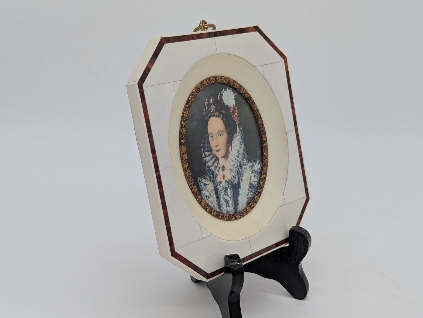 Lupenmalerei Miniaturmalerei Königin Elisabeth I Porträt Miniatur im Rahmen