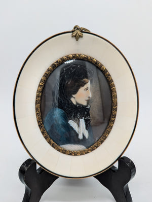 Lupenmalerei Miniaturmalerei Cosima Wagner feine Porträt Miniatur im Rahmen