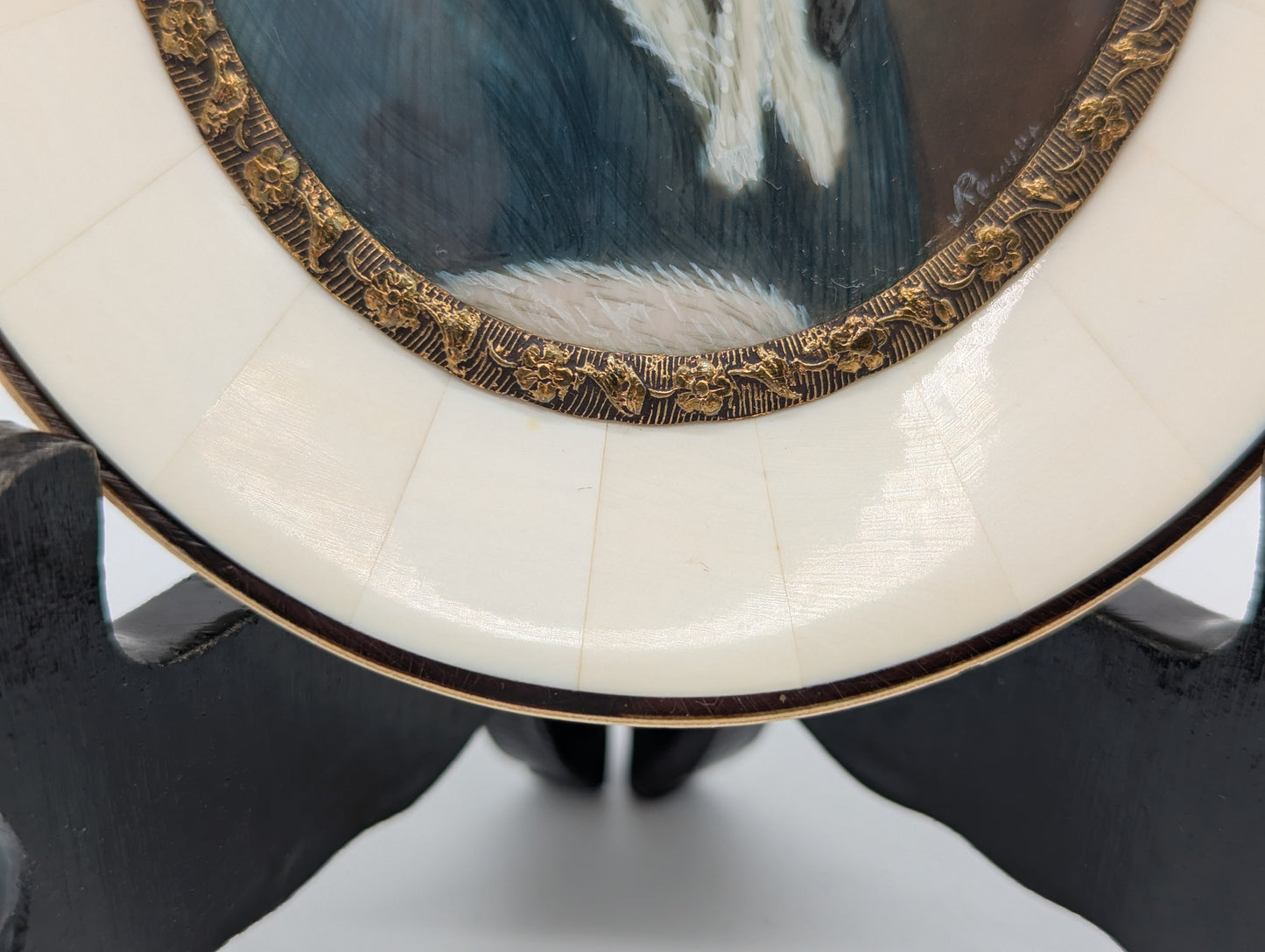 Lupenmalerei Miniaturmalerei Cosima Wagner feine Porträt Miniatur im Rahmen