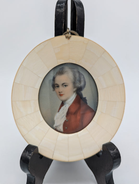 Lupenmalerei Wolfgang Amadeus Mozart Porträt Miniatur im Rahmen