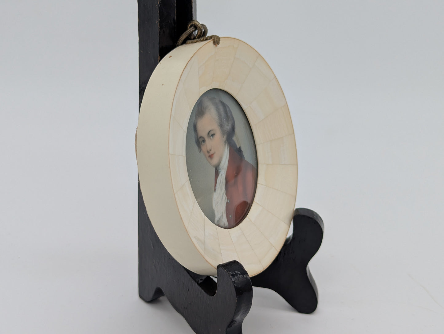 Lupenmalerei Wolfgang Amadeus Mozart Porträt Miniatur im Rahmen