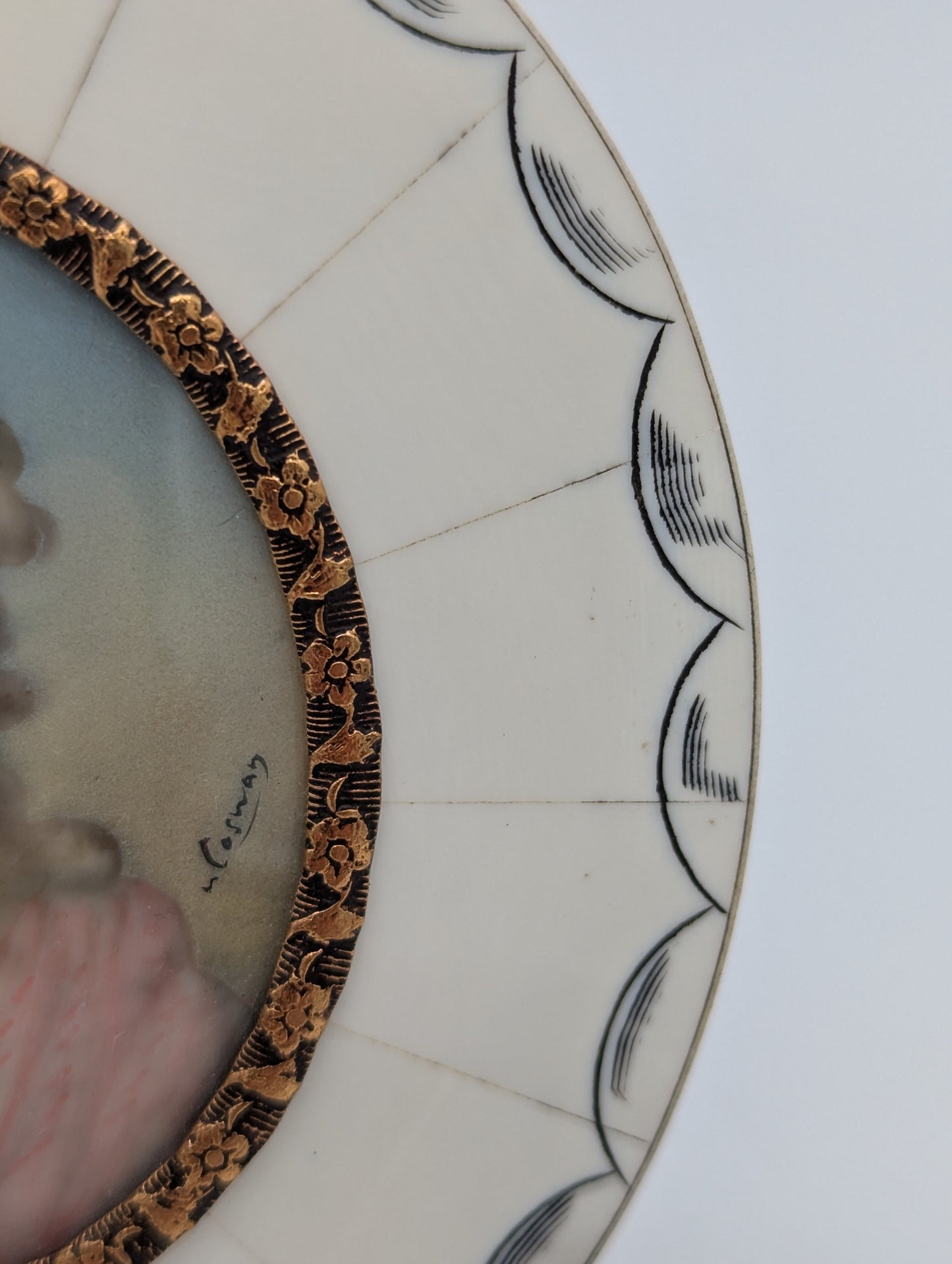 Lupenmalerei Miniaturmalerei Lady Caroline feine Porträt Miniatur im Rahmen