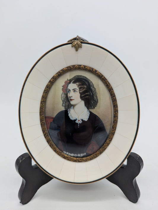 Lupenmalerei Miniatur Lola Mouter feine Porträt Miniatur im Rahmen