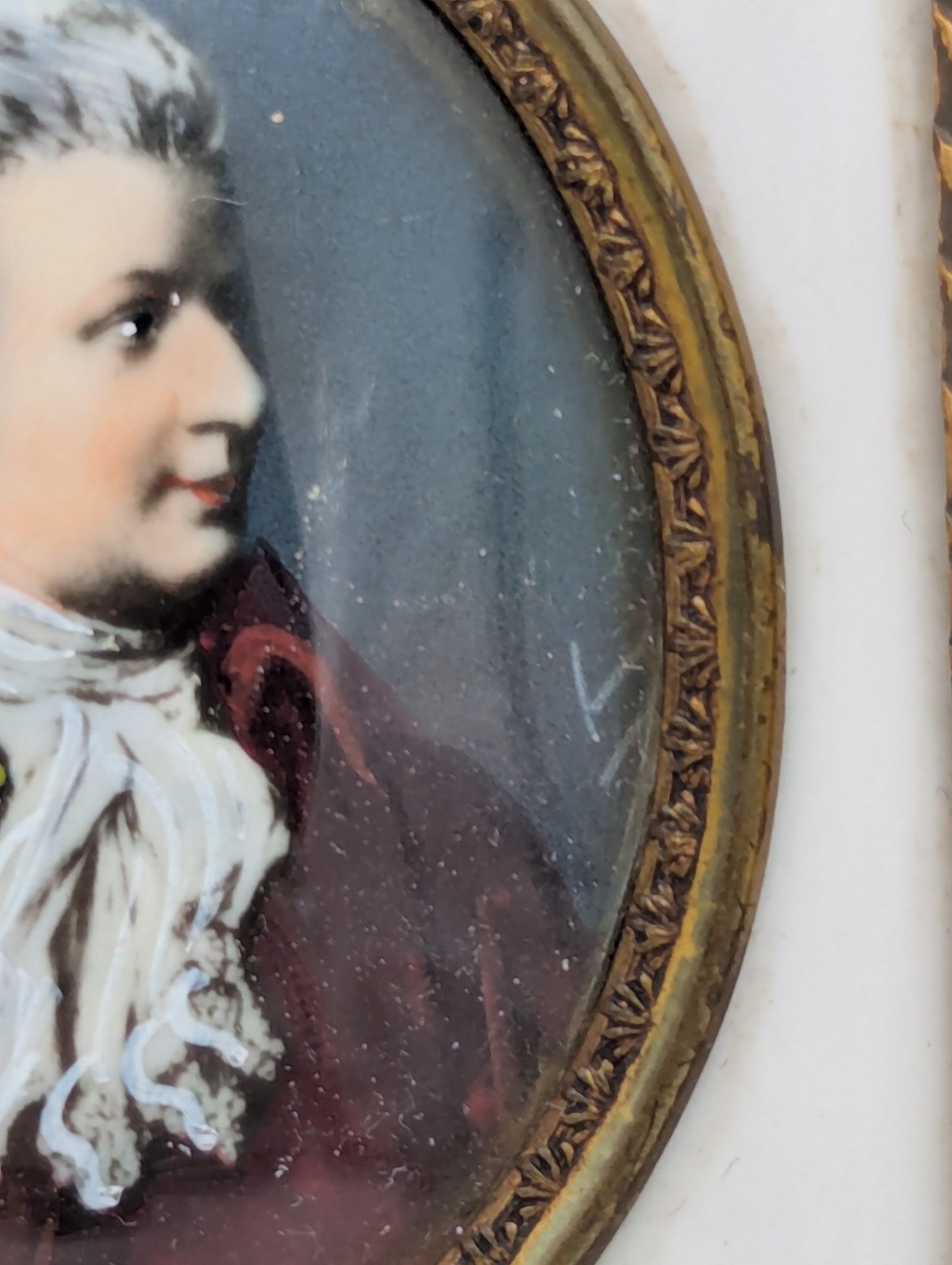 Lupenmalerei Constanze Mozart feine Porträt Miniatur im Rahmen