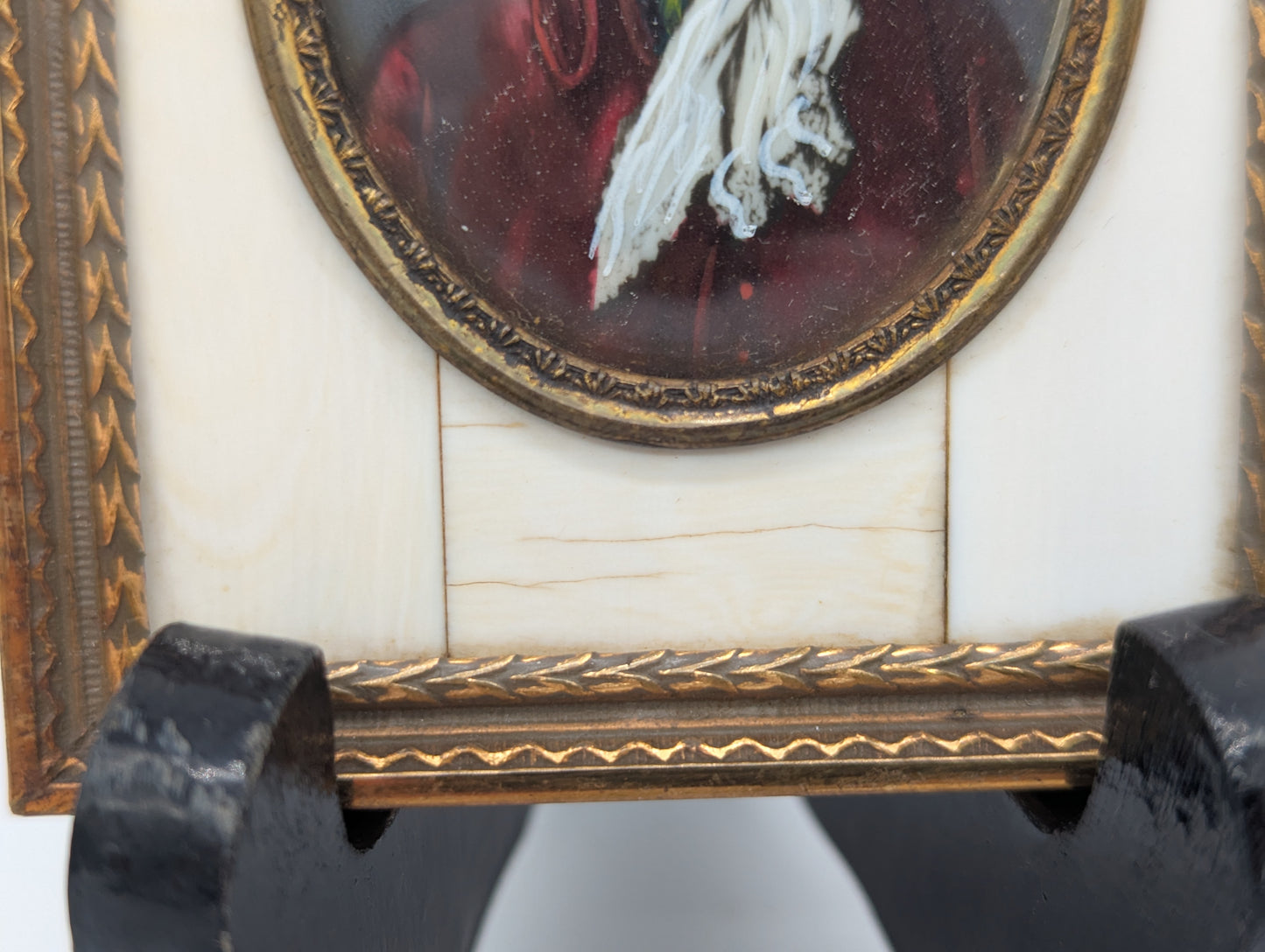 Lupenmalerei Constanze Mozart feine Porträt Miniatur im Rahmen