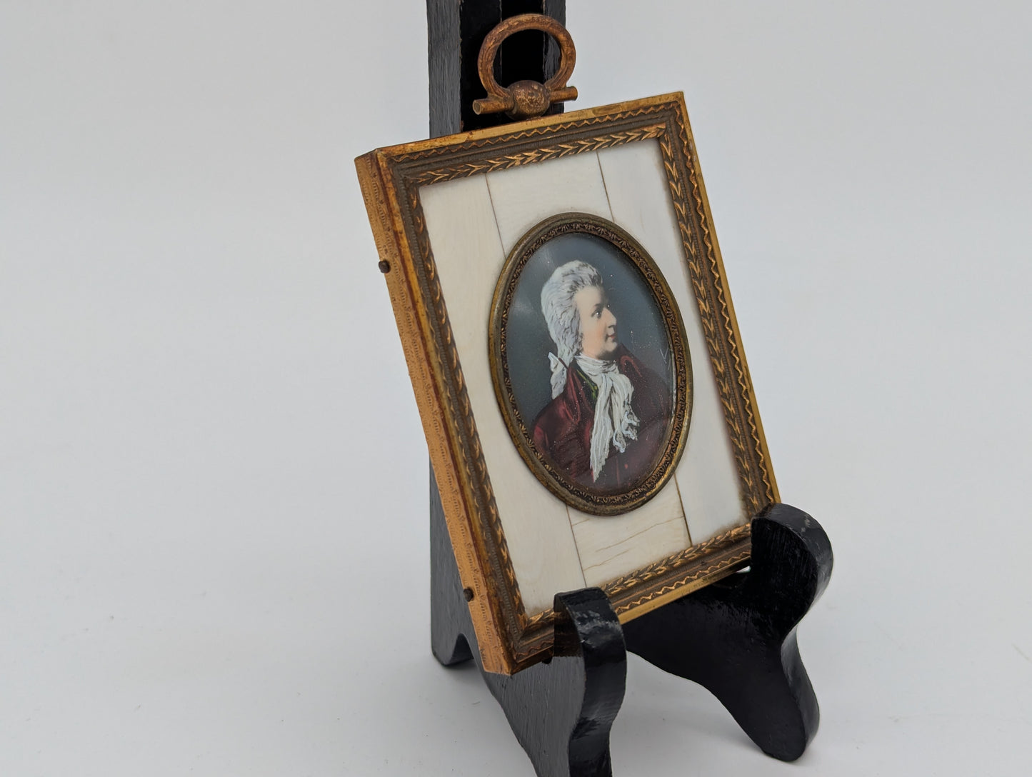 Lupenmalerei Constanze Mozart feine Porträt Miniatur im Rahmen