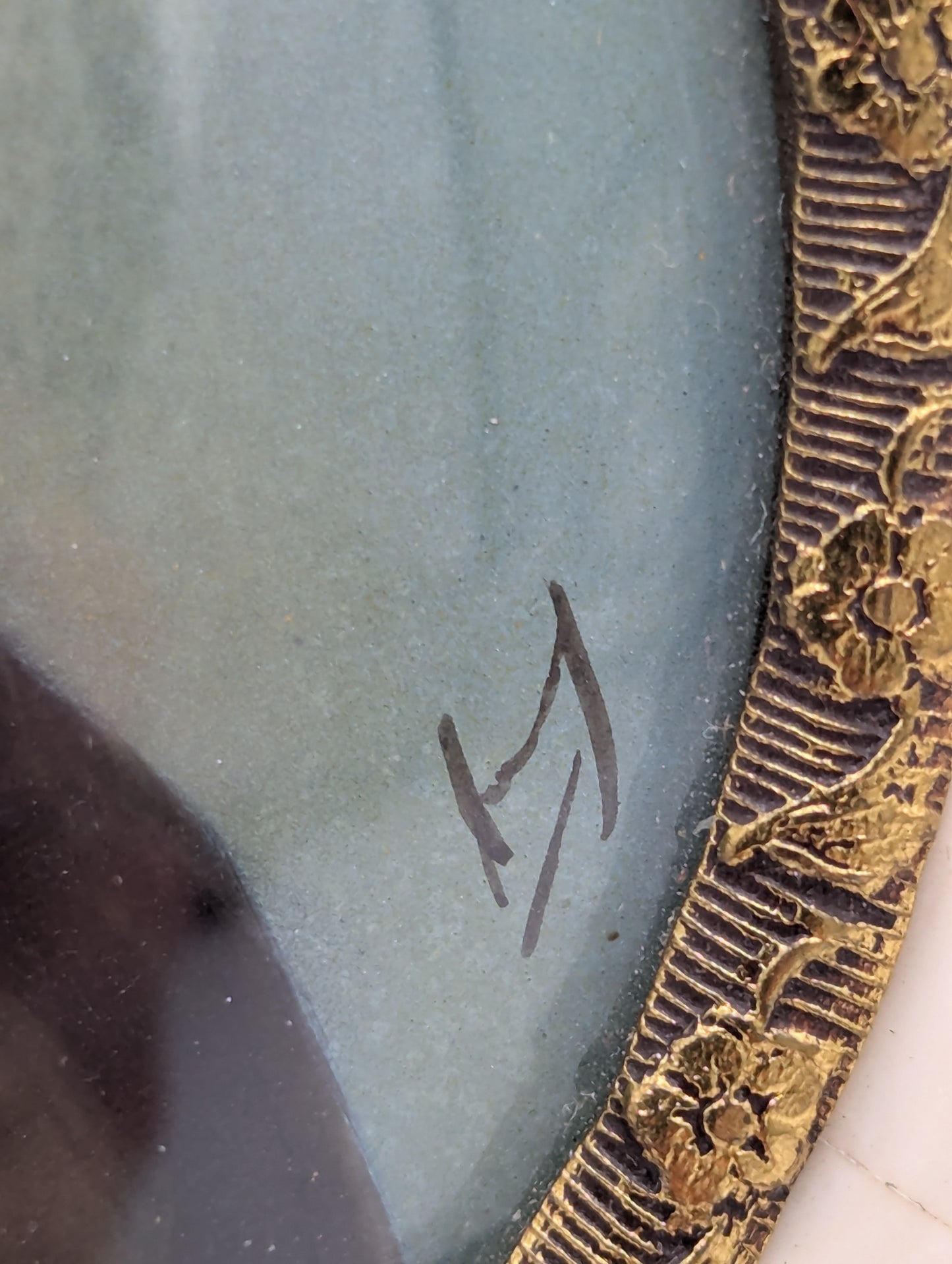 Lupenmalerei Junger Gentleman feines klassisches Porträt im Rahmen