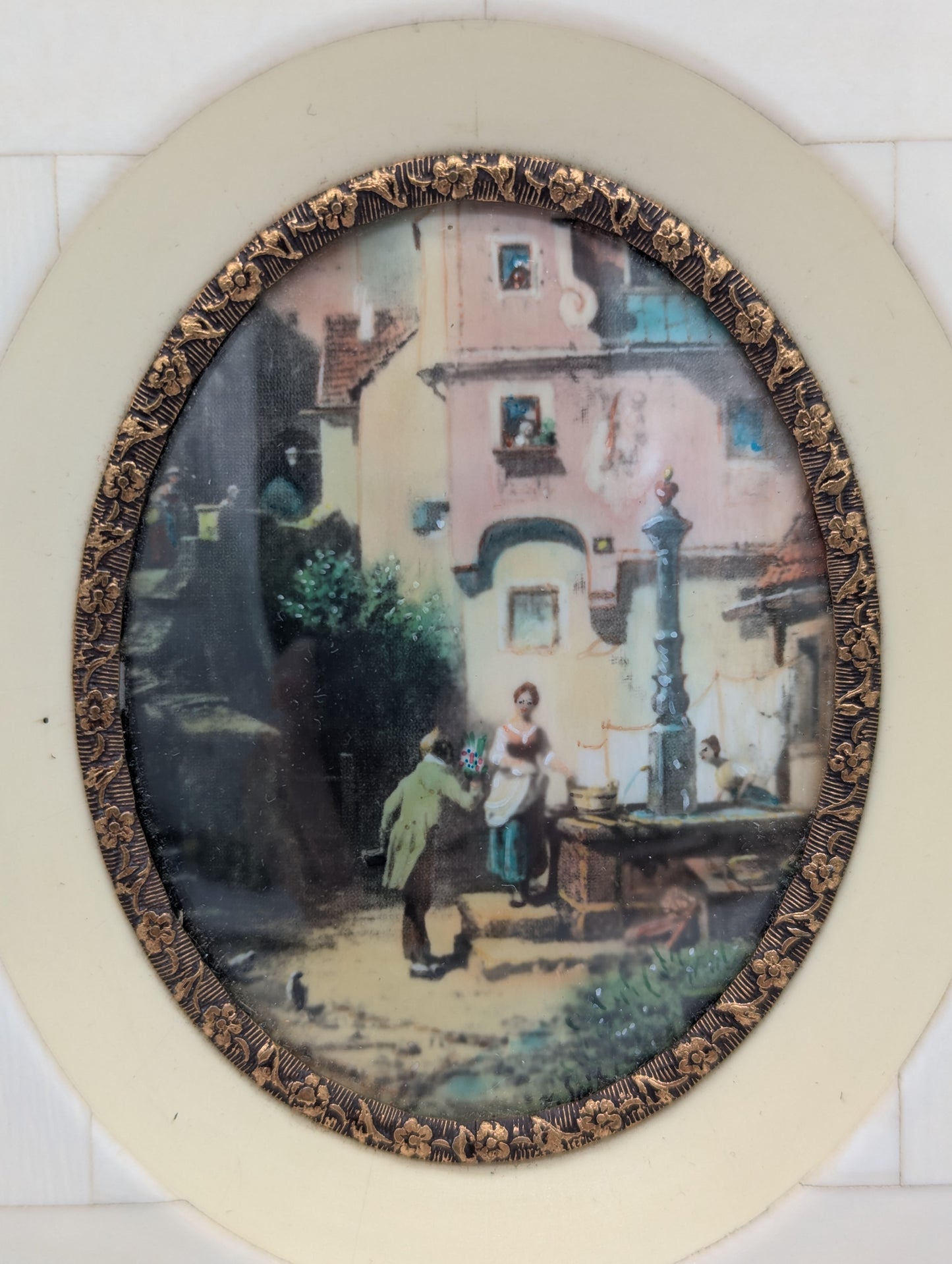 Lupenmalerei Miniaturmalerei Der Hochzeiter feine Motivszene im Rahmen