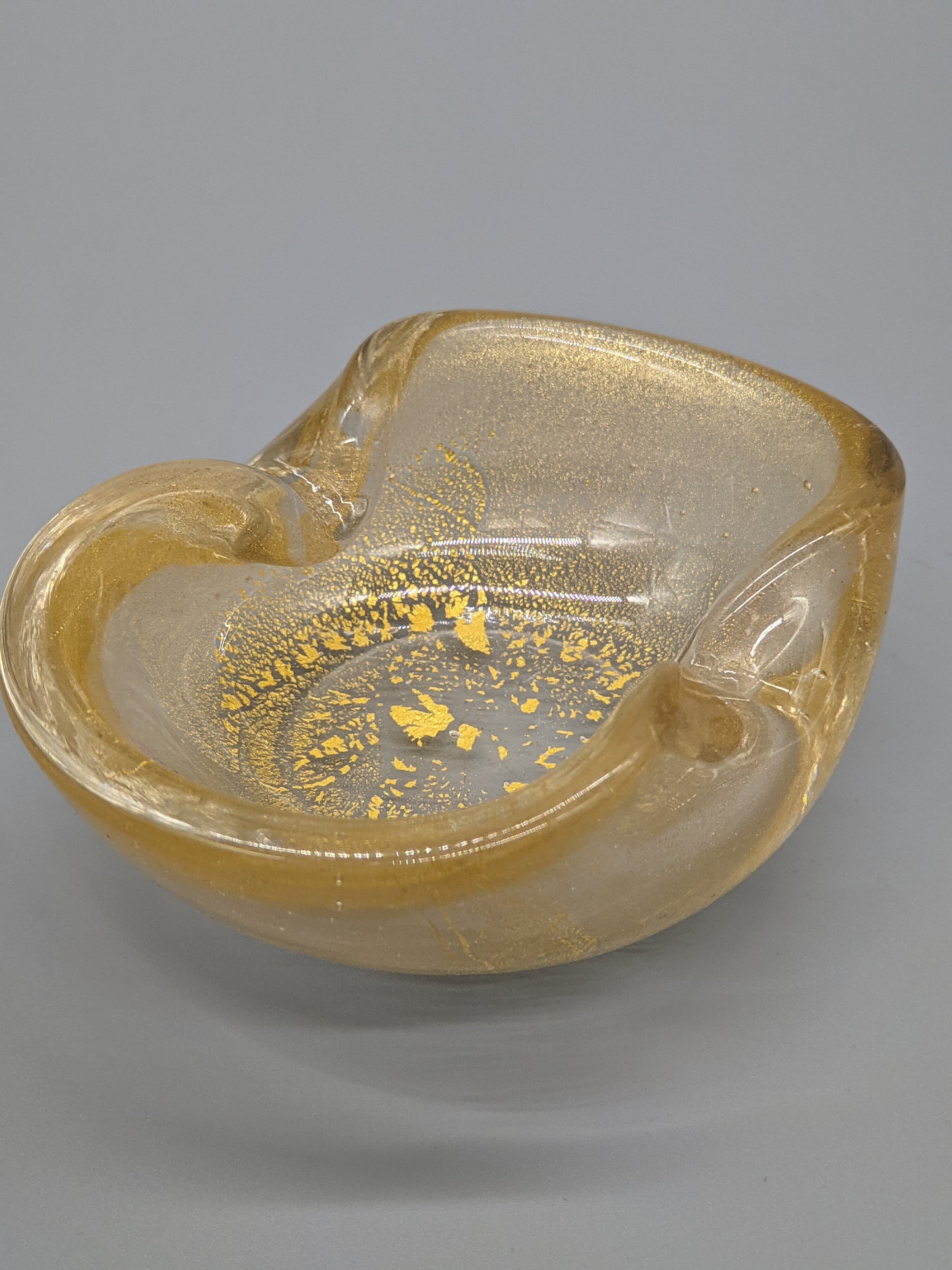 Edler Murano Glas Aschenbecher Goldstaub Elegante Vintage