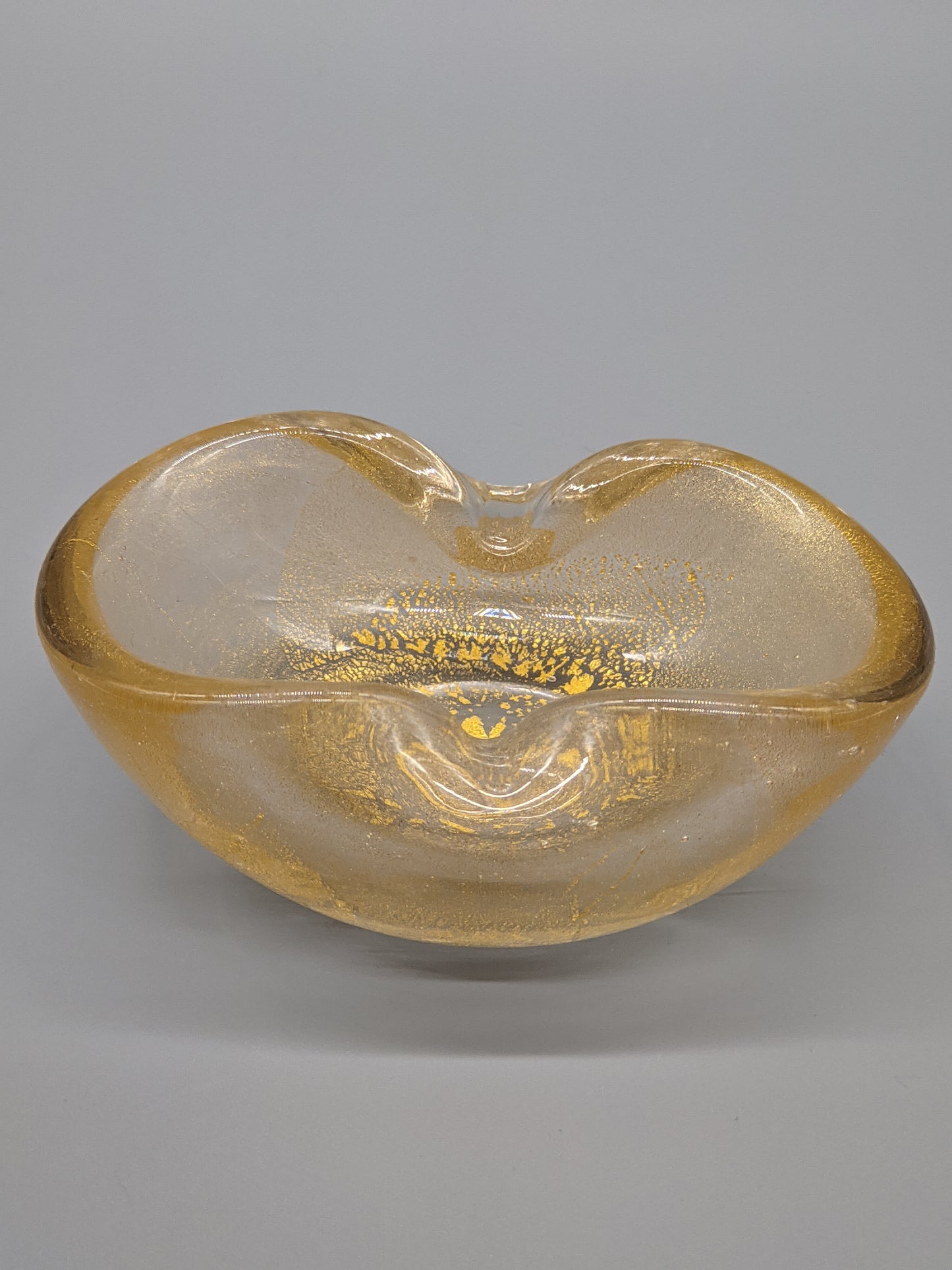 Edler Murano Glas Aschenbecher Goldstaub Elegante Vintage