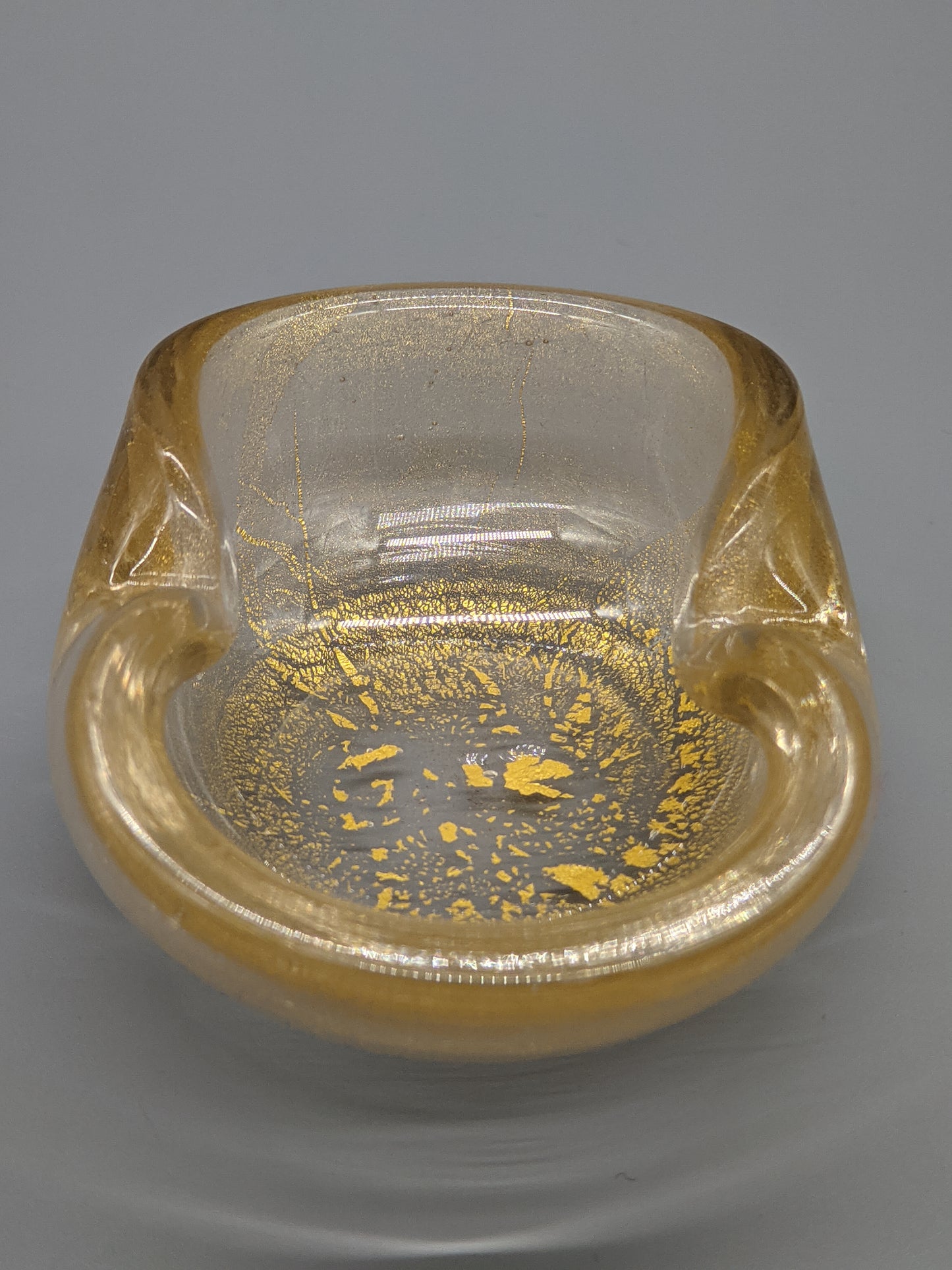 Edler Murano Glas Aschenbecher Goldstaub Elegante Vintage