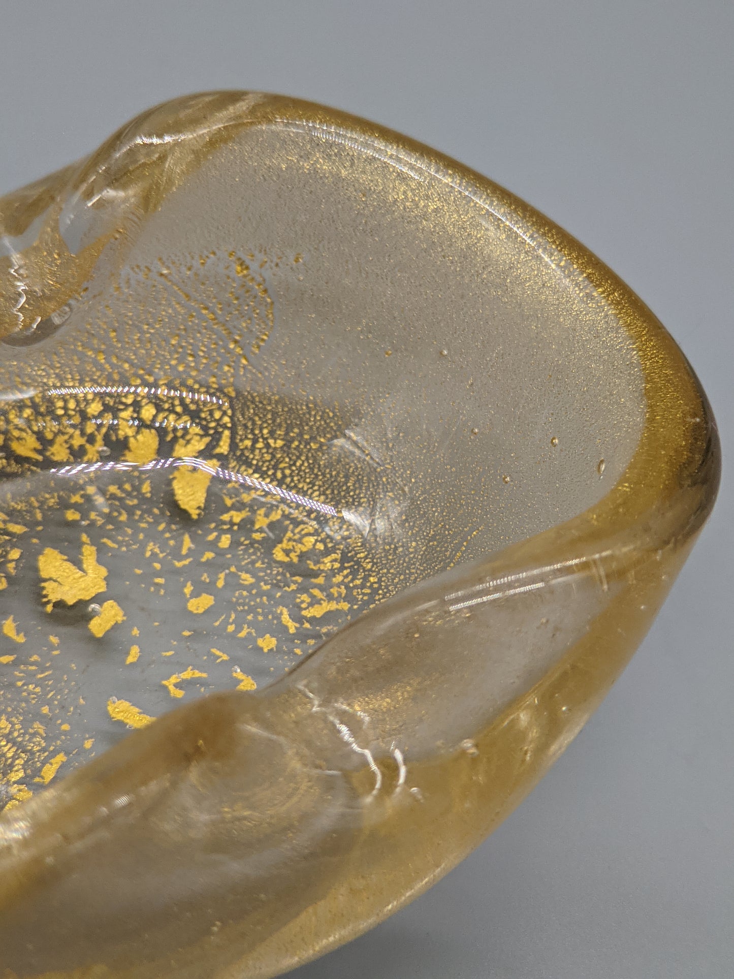 Edler Murano Glas Aschenbecher Goldstaub Elegante Vintage