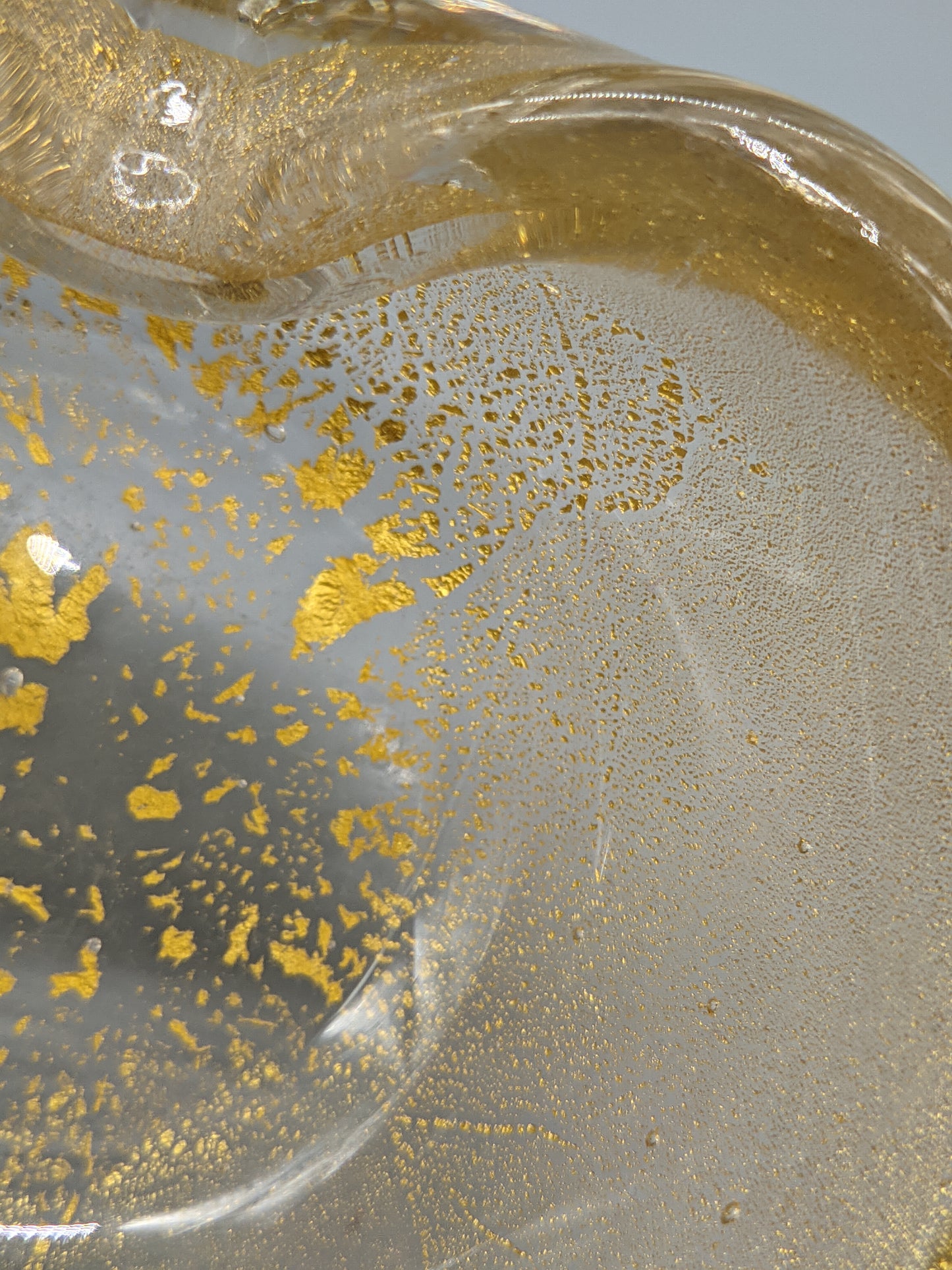 Edler Murano Glas Aschenbecher Goldstaub Elegante Vintage