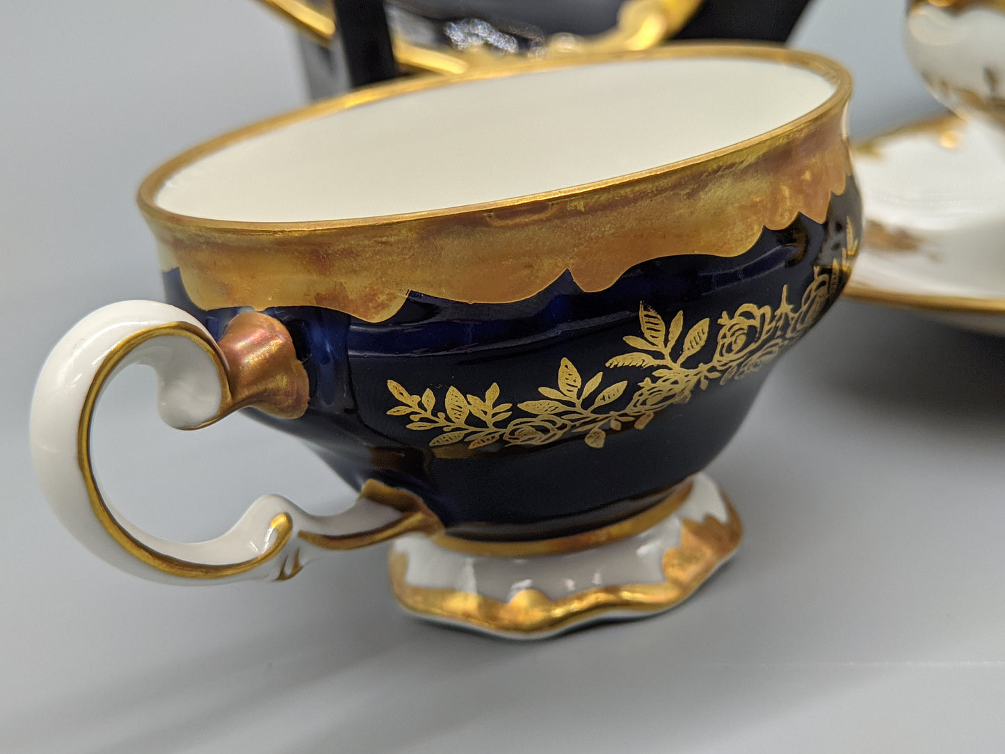 Edles Weimar Porzellan Mokka Set – Echt Kobalt mit Prunkgold