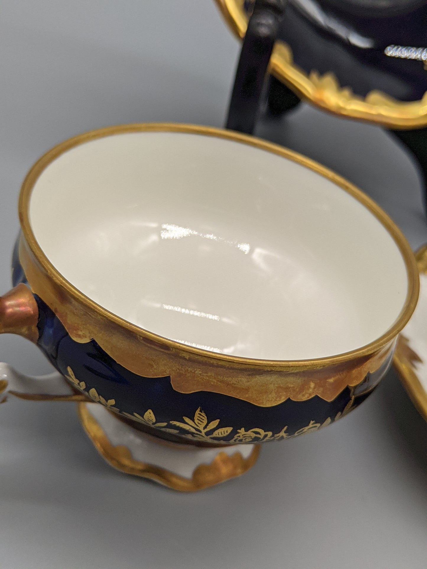 Edles Weimar Porzellan Mokka Set – Echt Kobalt mit Prunkgold