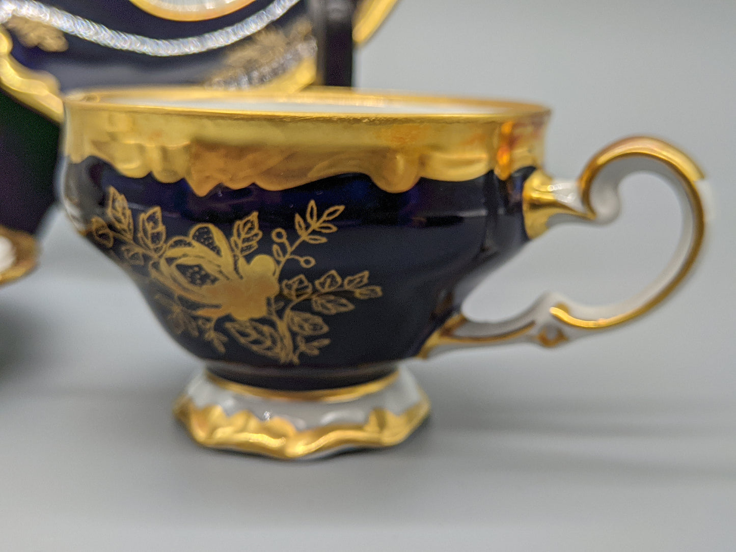Edles Weimar Porzellan Mokka Set – Echt Kobalt mit Prunkgold