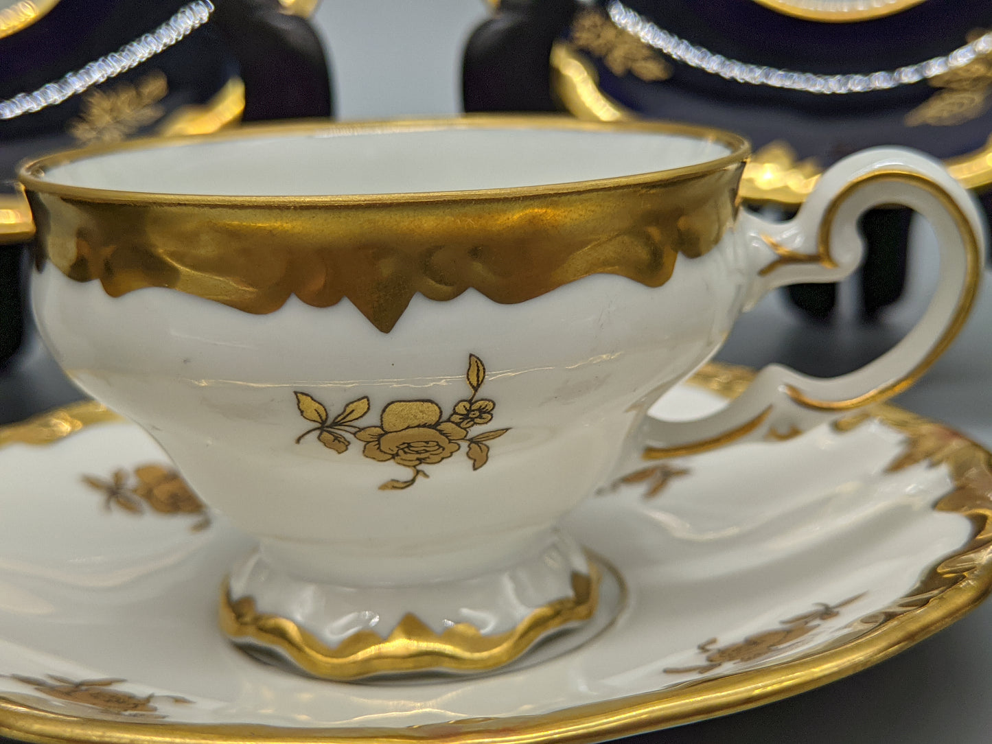 Edles Weimar Porzellan Mokka Set – Echt Kobalt mit Prunkgold