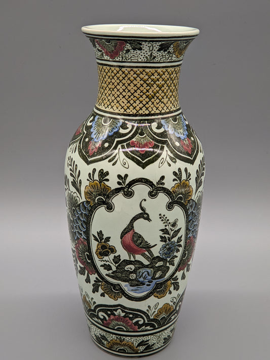 Villeroy & Boch Paon Vase Handausgemaltes Pfauen Motiv